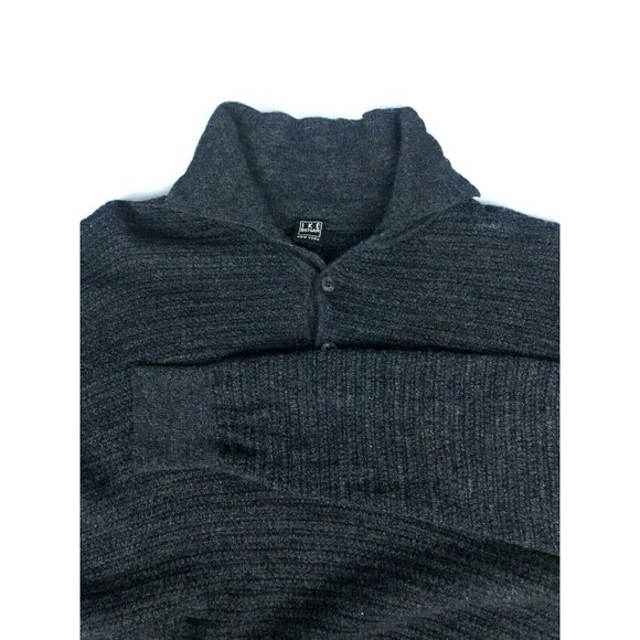 Ike Behar Merino Wool Black Long Sleeve Collared Sweater Top  Men's Size S M ? - Picture 2 of 10